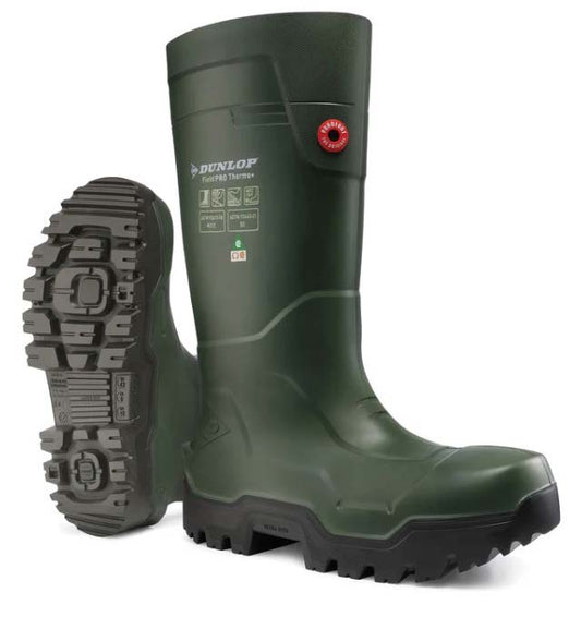 Dunlop FieldPRO Thermo+ Full Safety, Green | 15" Insulated PU Work Boots - Pay with Points